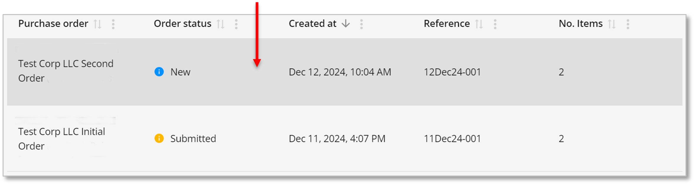 Highlighting an order
